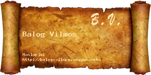 Balog Vilmos névjegykártya
